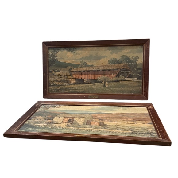 Vintage Eric Sloan On Board Brass Plaque "NOSTALGIC SUMMER/AUTUMN" FRAMED PRINT - Picture 2 of 13